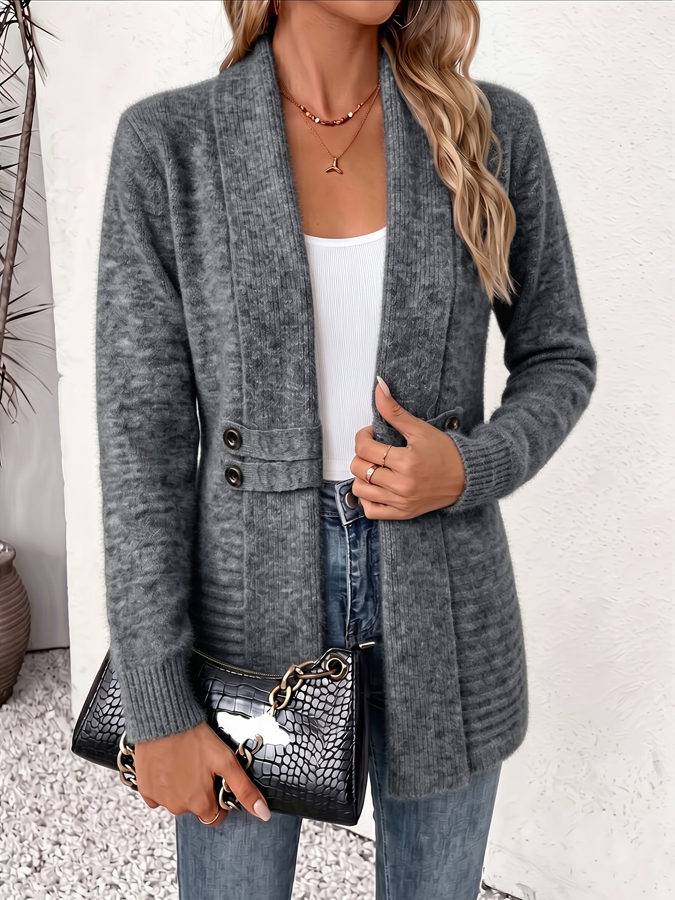Imogen | Elegant Women's Cardigan – Open Front & Fitted Waist