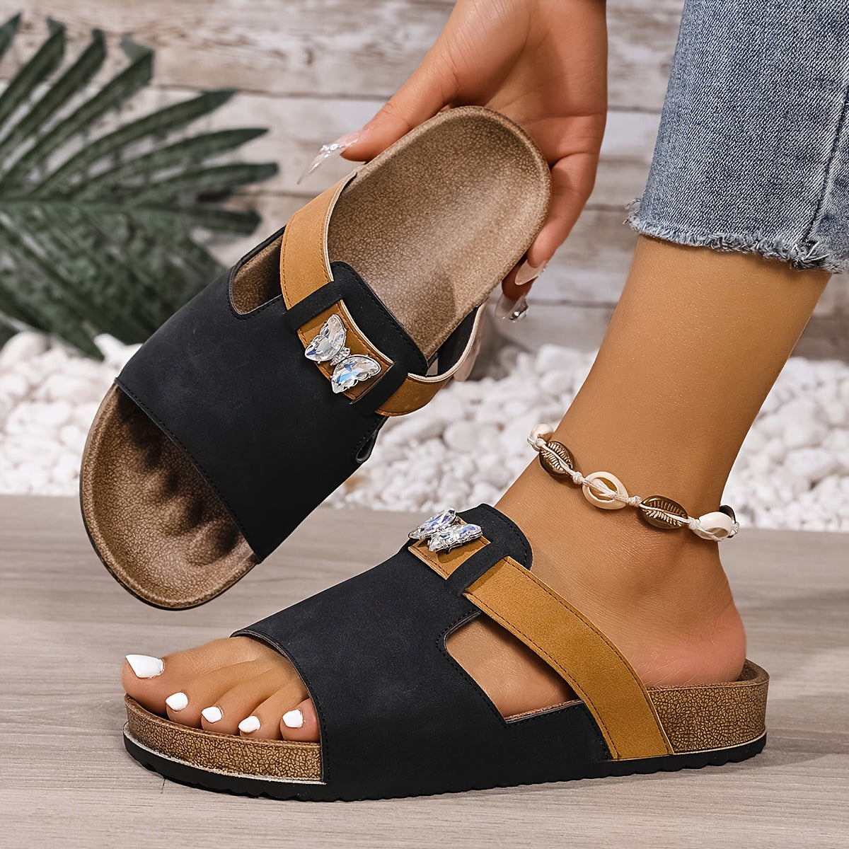 Ivy™ Cork Sole Slip-On Sandal – Effortlessly Stylish, All Day Comfort