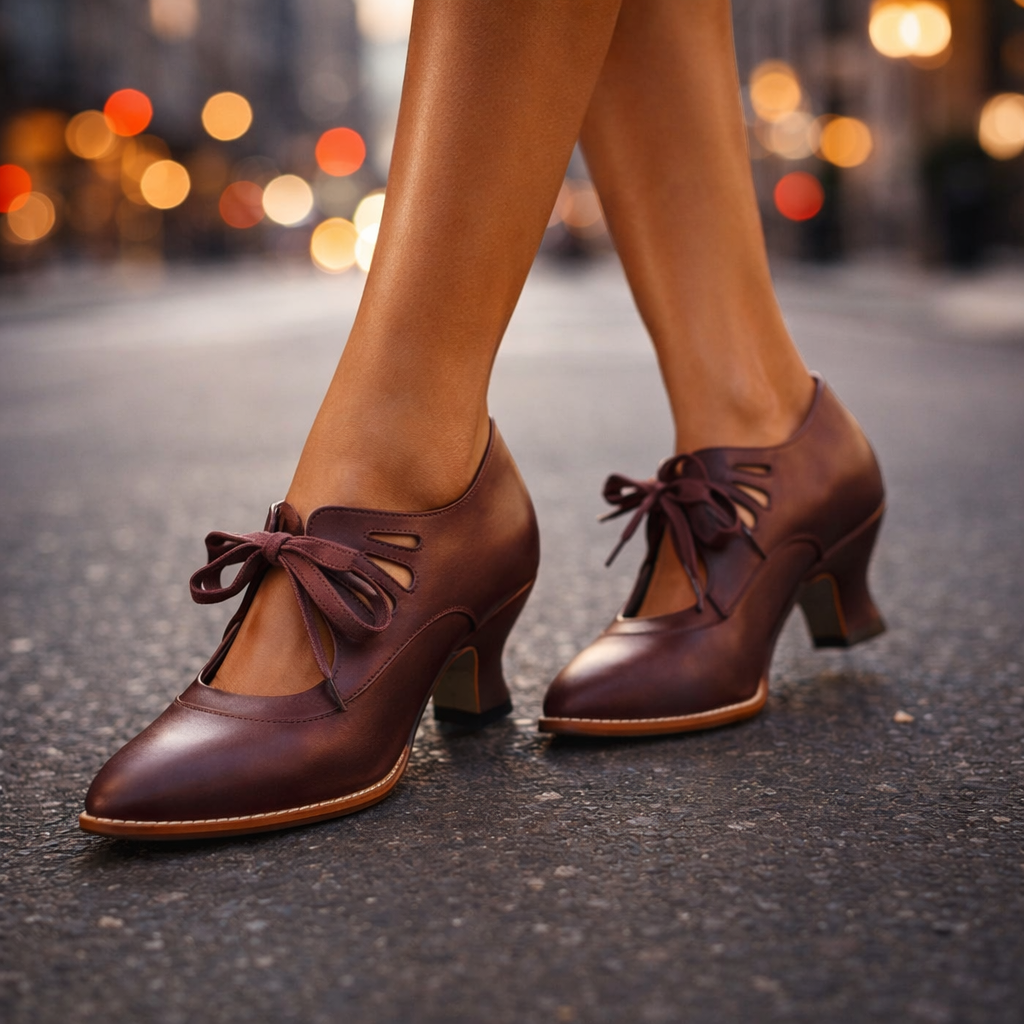 Camille | Leather Lace Heels