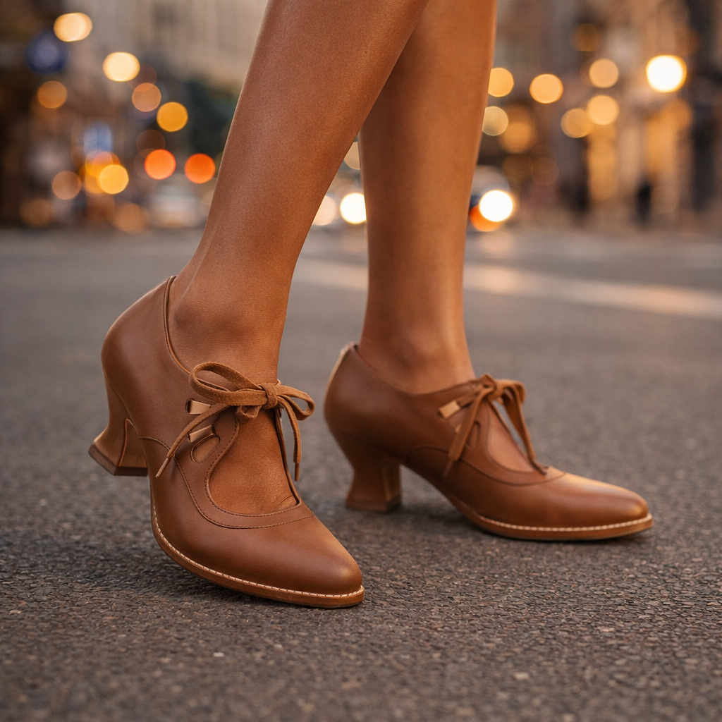 Camille | Leather Lace Heels