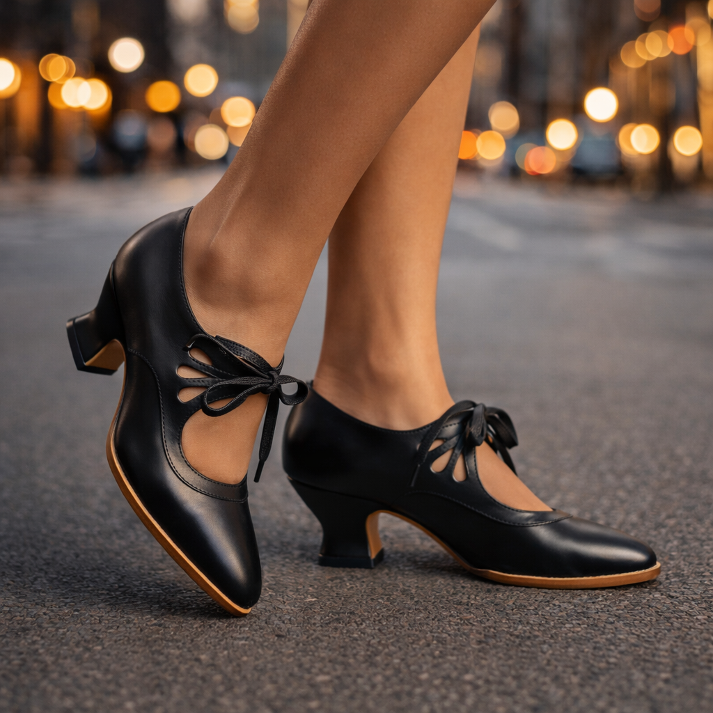 Camille | Leather Lace Heels