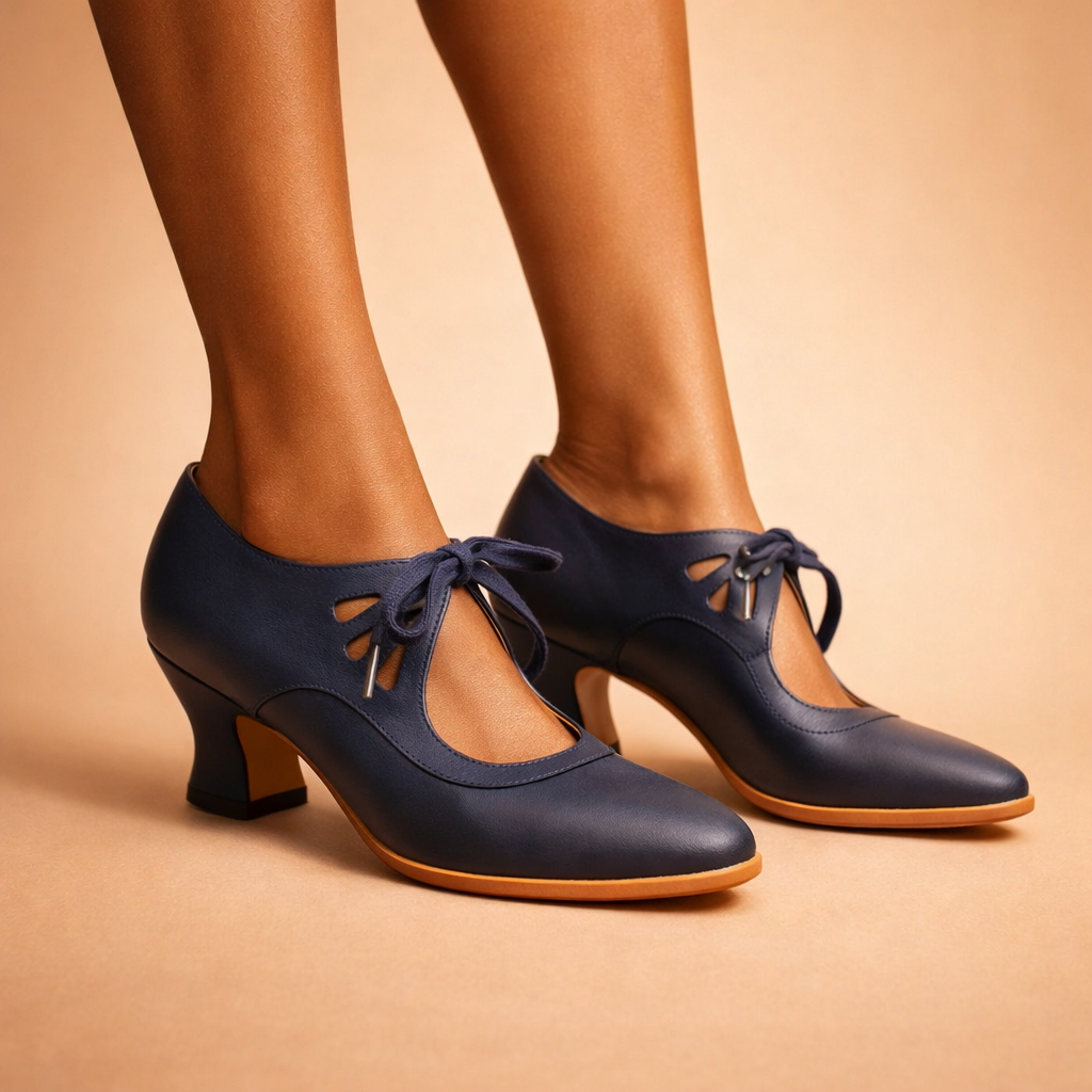 Camille | Leather Lace Heels