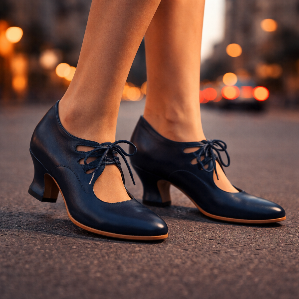 Camille | Leather Lace Heels