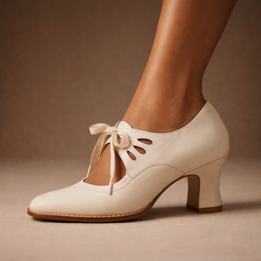 Camille | Leather Lace Heels