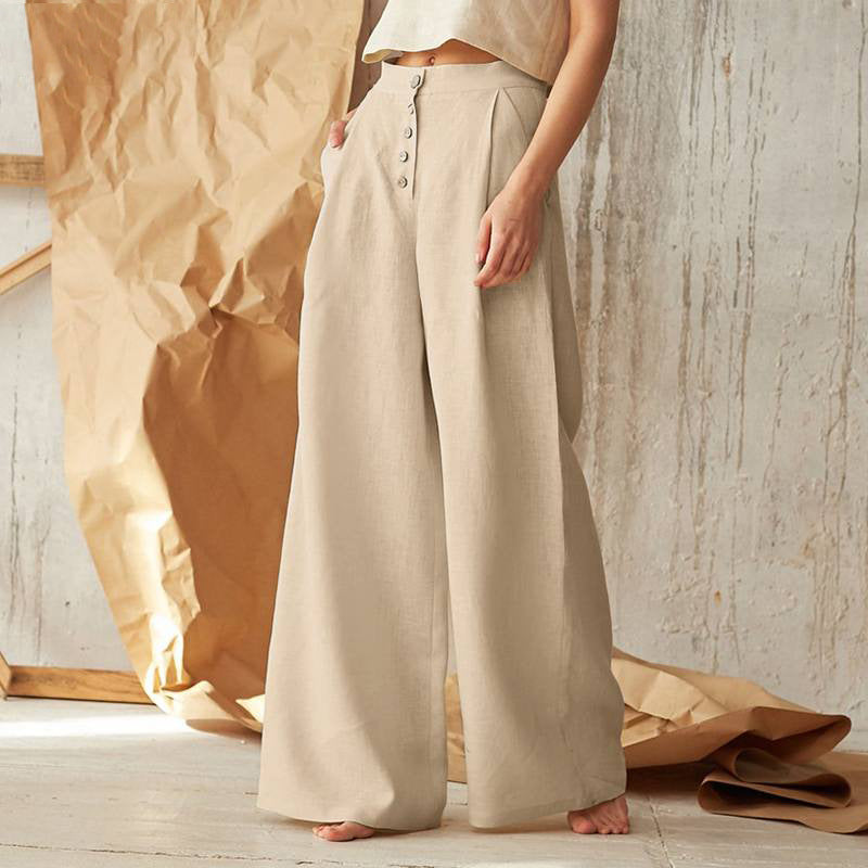 Vintage Plain Button Down Pocket Pants