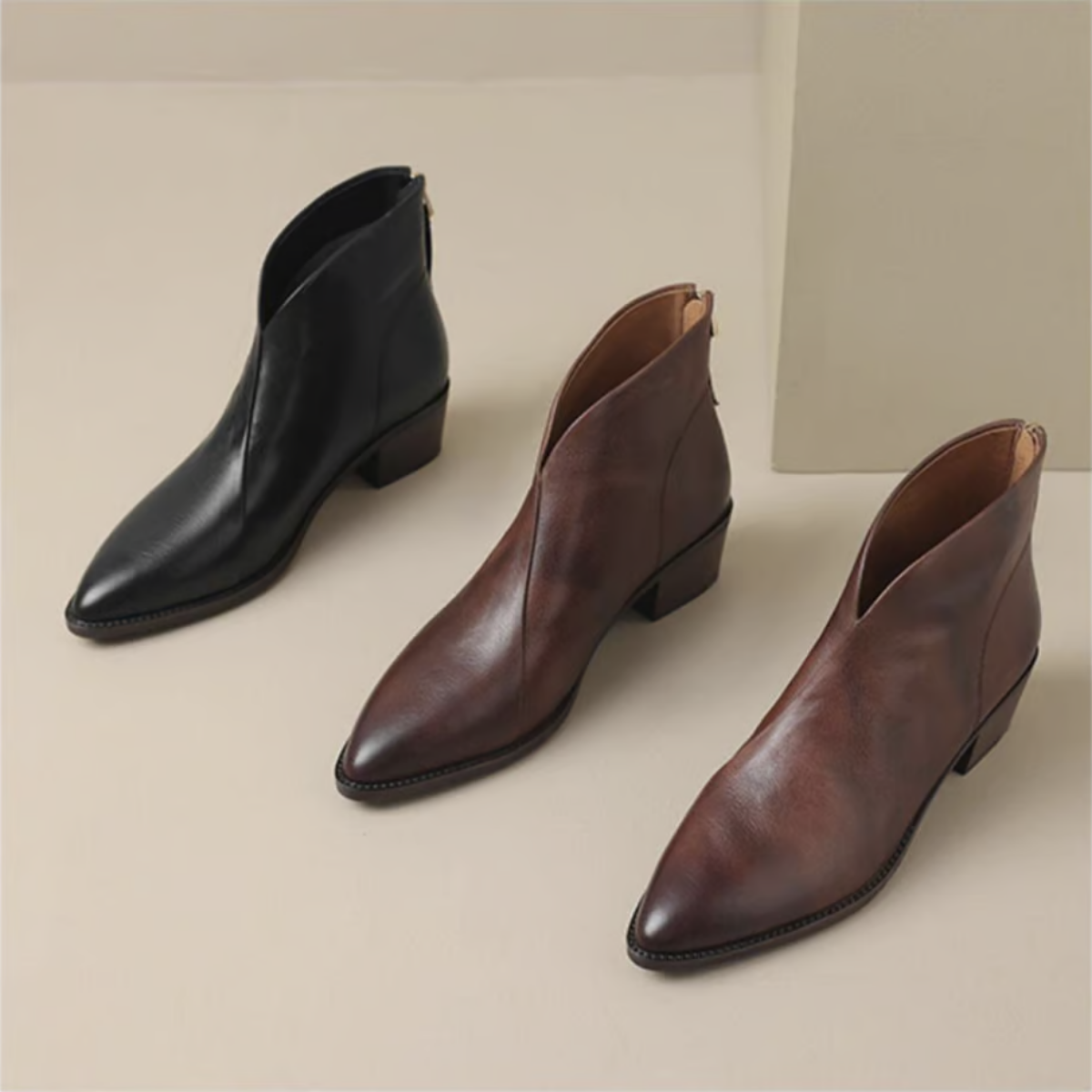 Carmelle – Low Heel Luxury Ankle Boots