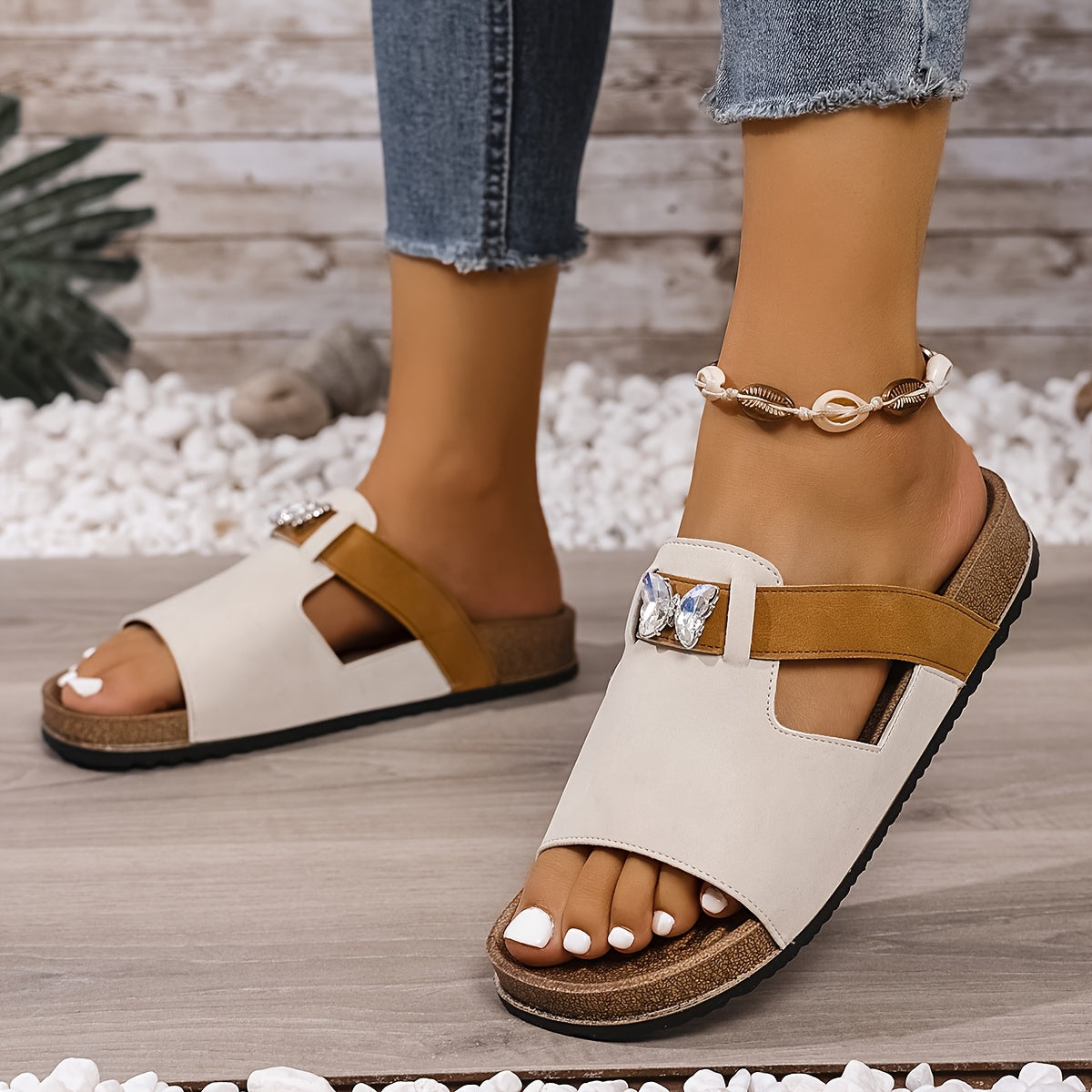 Ivy™ Cork Sole Slip-On Sandal – Effortlessly Stylish, All Day Comfort