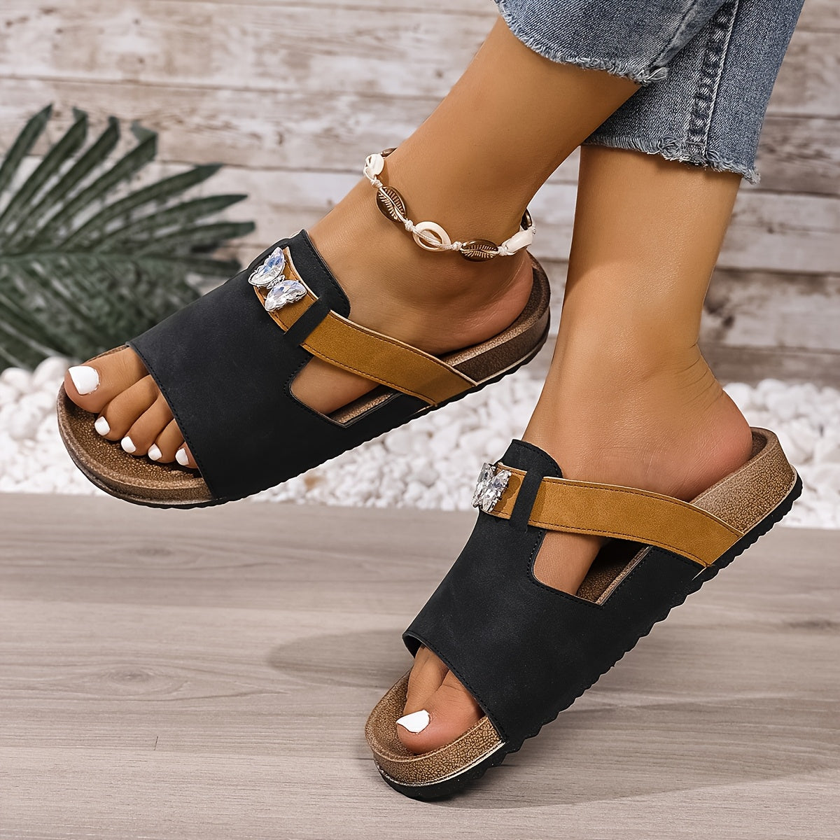 Ivy™ Cork Sole Slip-On Sandal – Effortlessly Stylish, All Day Comfort
