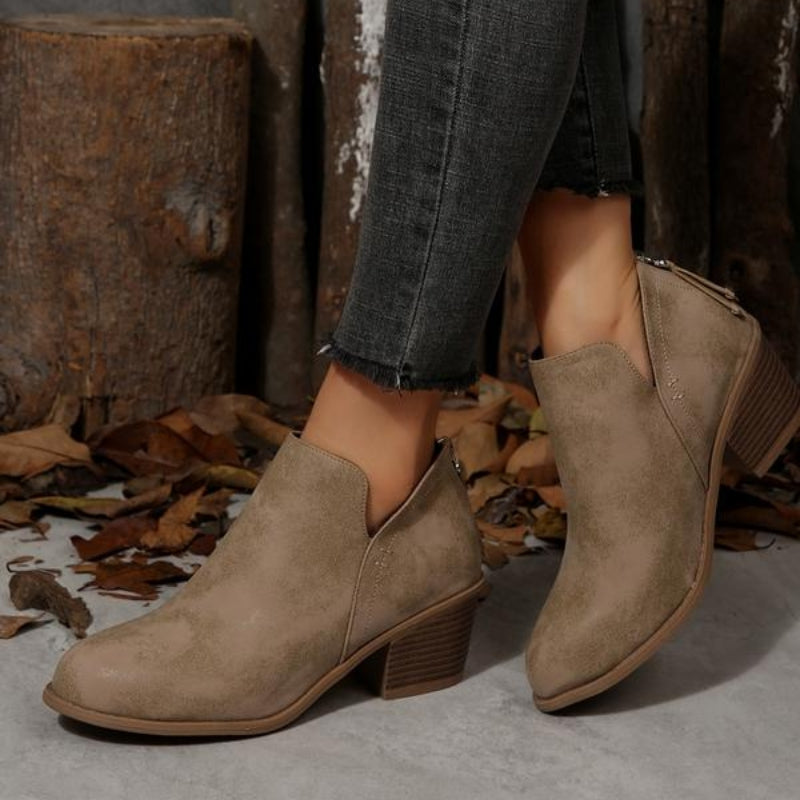 Hera – Textured Fringe Ankle Boots