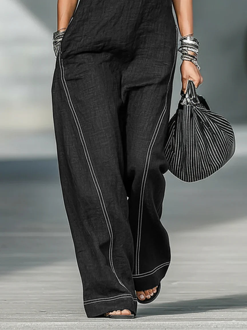 ELEANOR | SLEEVELESS JUMPSUIT WITH WHITE TRIM