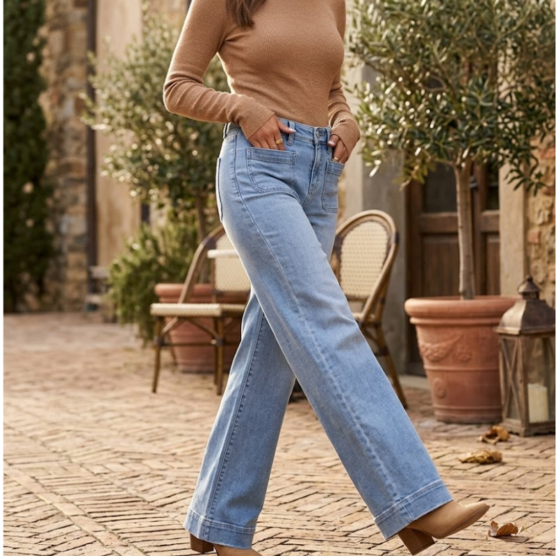 Sarah | High Waisted Wide Leg Jeans Pocket