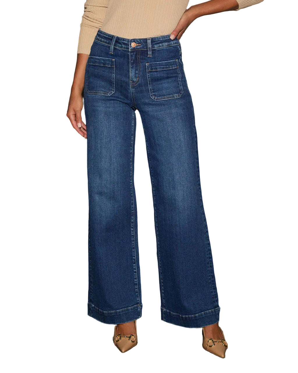 Sarah | High Waisted Wide Leg Jeans Pocket