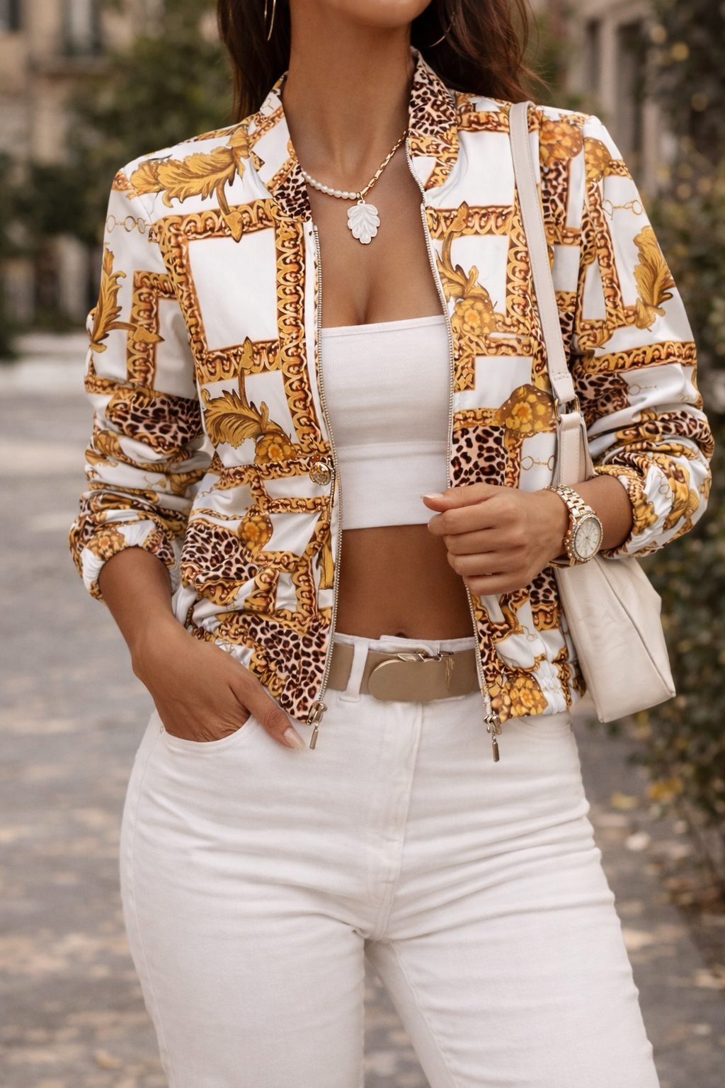 Clara | Zip Front Long Sleeve Bomber Jacket