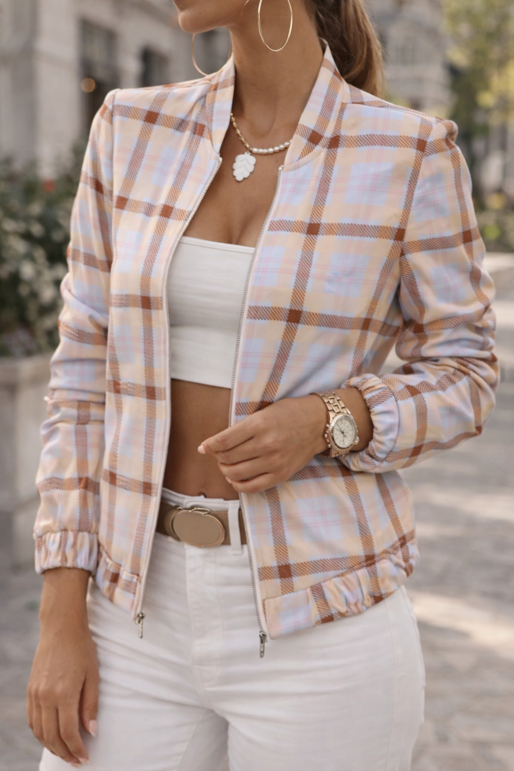 Clara | Zip Front Long Sleeve Bomber Jacket