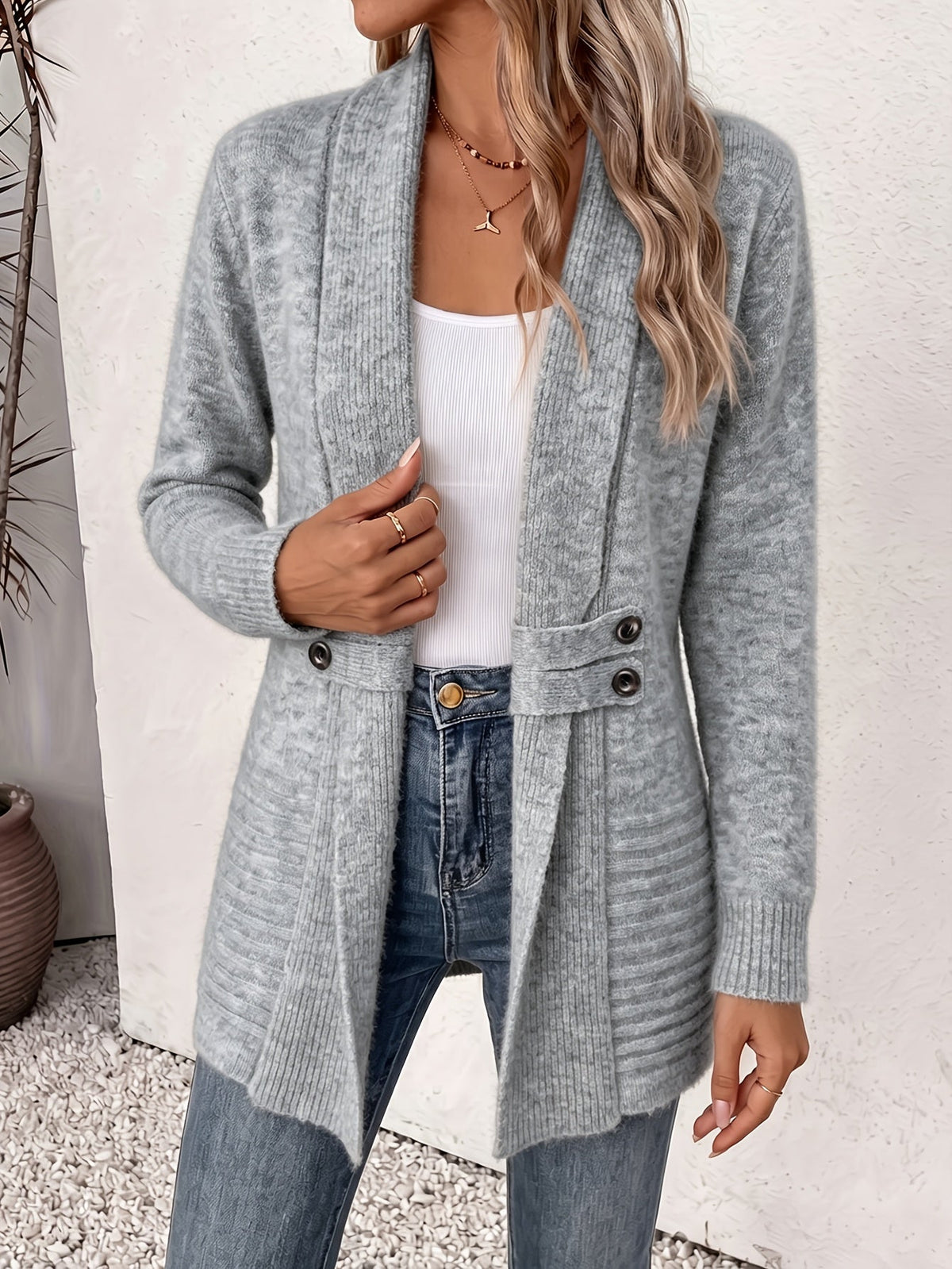 Imogen | Elegant Women's Cardigan – Open Front & Fitted Waist