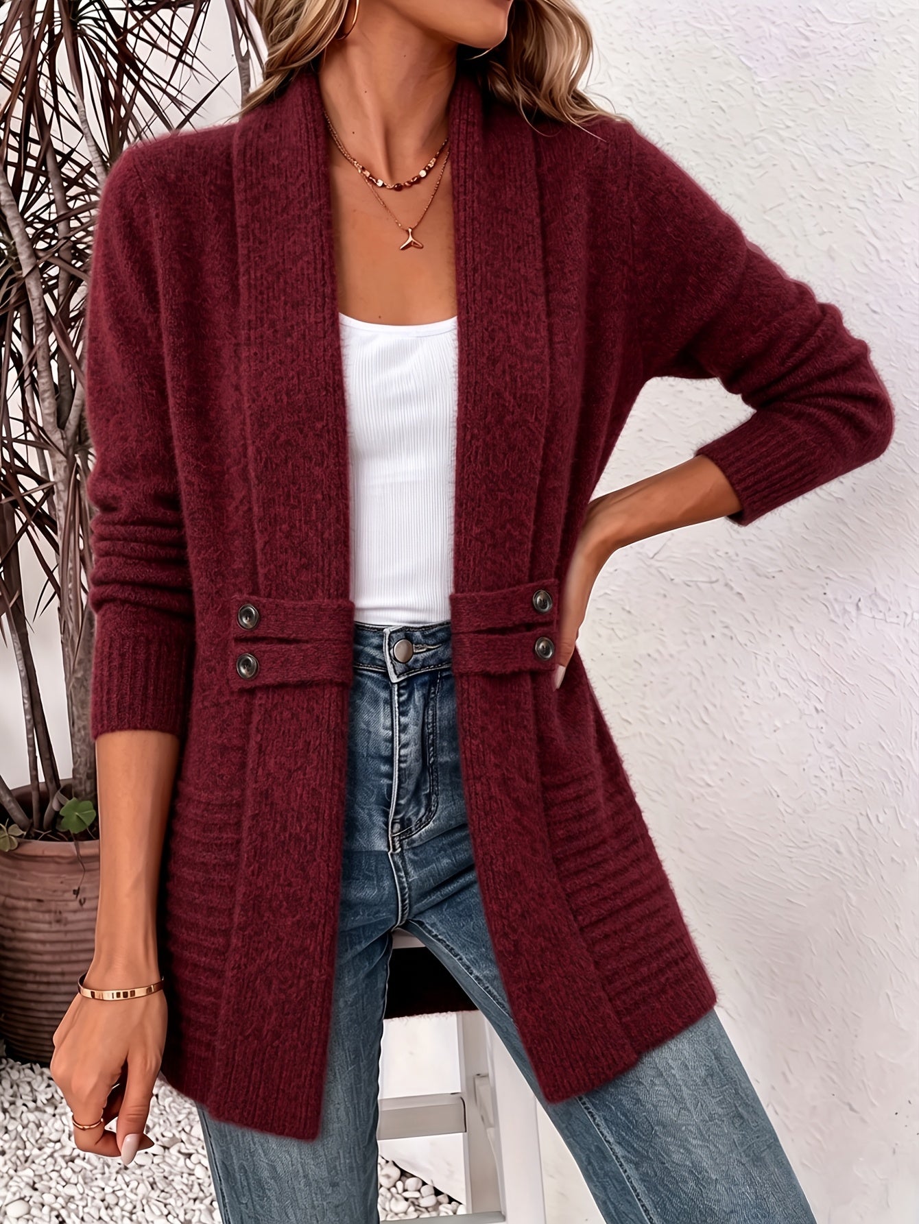 Imogen | Elegant Women's Cardigan – Open Front & Fitted Waist