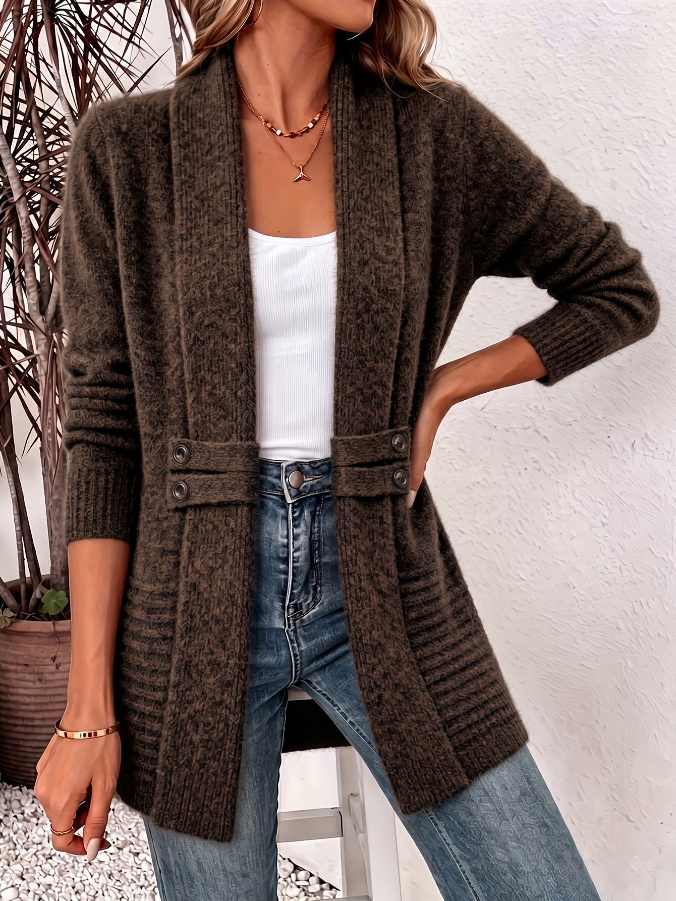 Imogen | Elegant Women's Cardigan – Open Front & Fitted Waist
