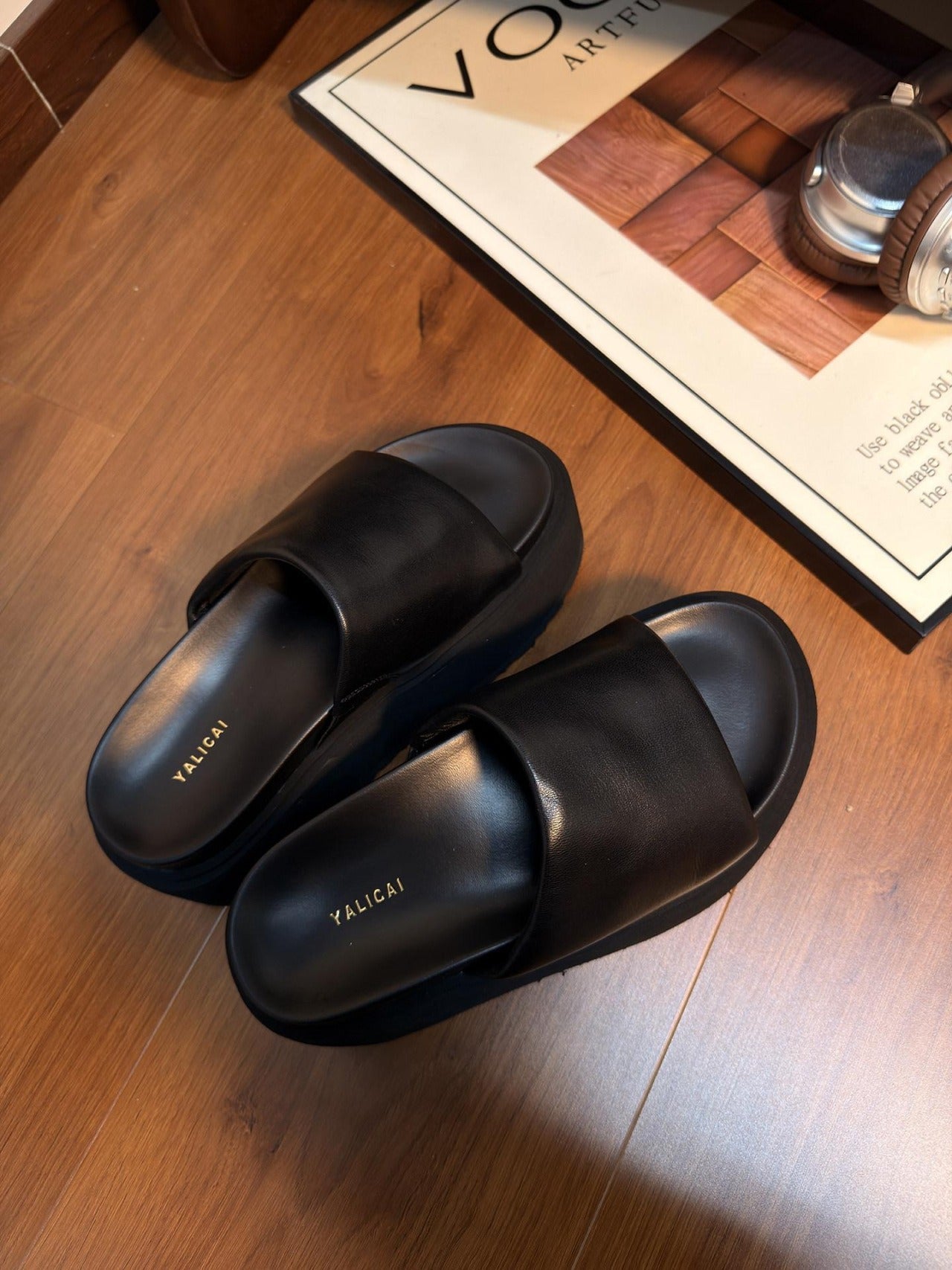 Arwinn Leather Platform Slides