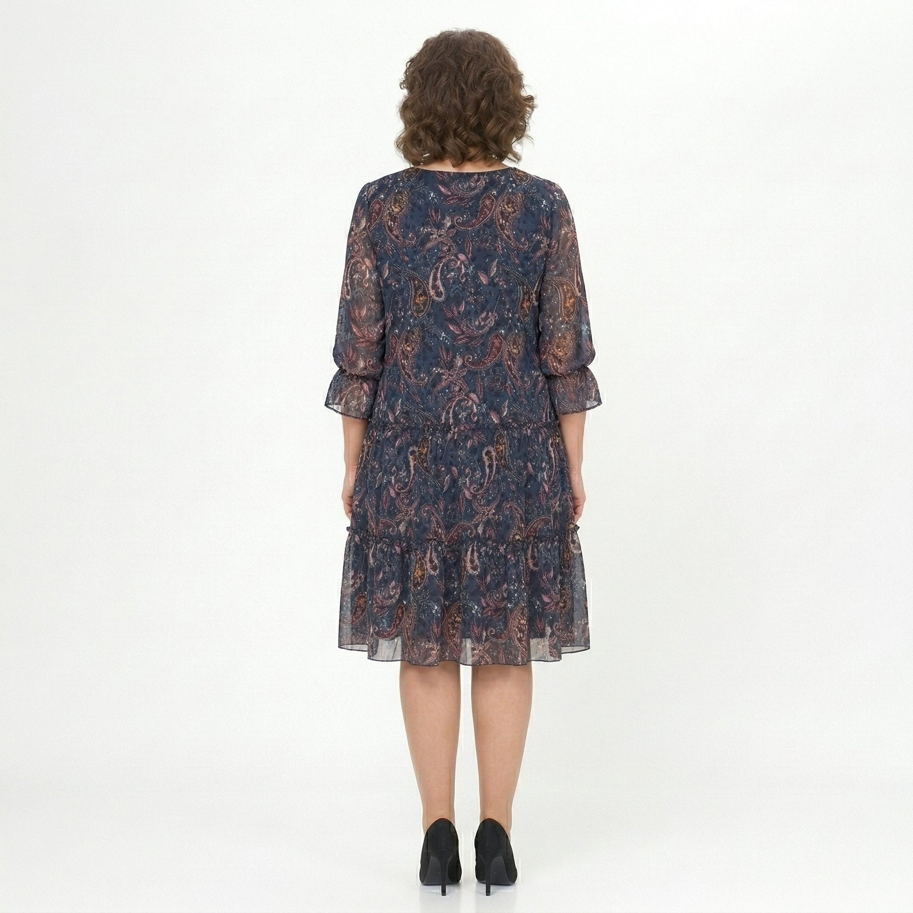 NOREEN | PAISLEY PRINT CHIFFON MIDI DRESS WITH TUMMY COVERAGE